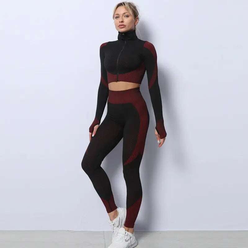3PCS Yoga Set Seamless Sport Set Women Gym Clothing Leggings Women Crop Top Sports Bra Women Fitness Gym Set Womens Outfits Tracksuit Conceitastral