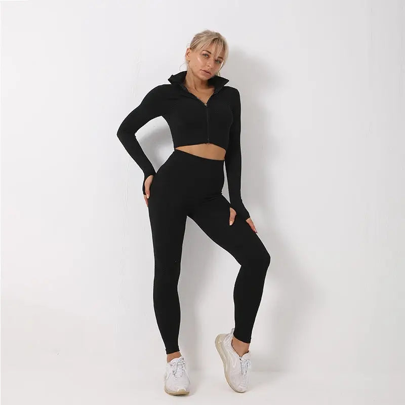 3PCS Yoga Set Seamless Sport Set Women Gym Clothing Leggings Women Crop Top Sports Bra Women Fitness Gym Set Womens Outfits Tracksuit Conceitastral