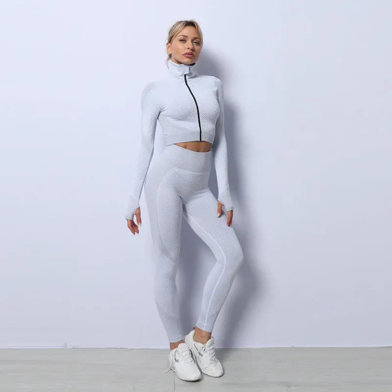 3PCS Yoga Set Seamless Sport Set Women Gym Clothing Leggings Women Crop Top Sports Bra Women Fitness Gym Set Womens Outfits Tracksuit Conceitastral