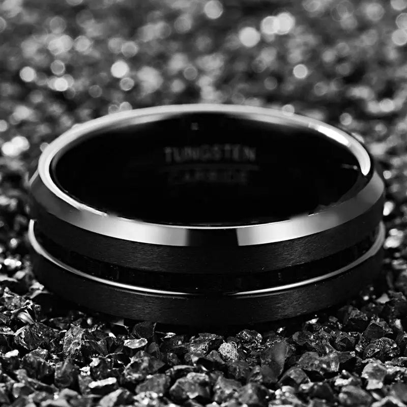 8mm Frosted Surface Middle Groove Electroplating Black For Men Conceitastral