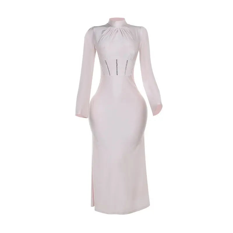 Autumn Fashion Style Half Turtleneck Rhinestone Long Sleeve Dress Conceitastral