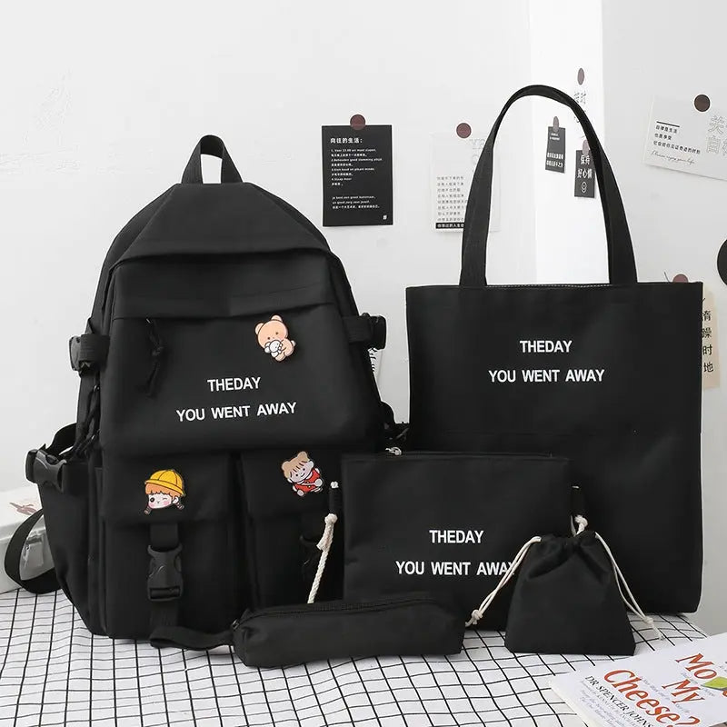 Backpack Five-piece Set Color Matching Middle School Students Conceitastral
