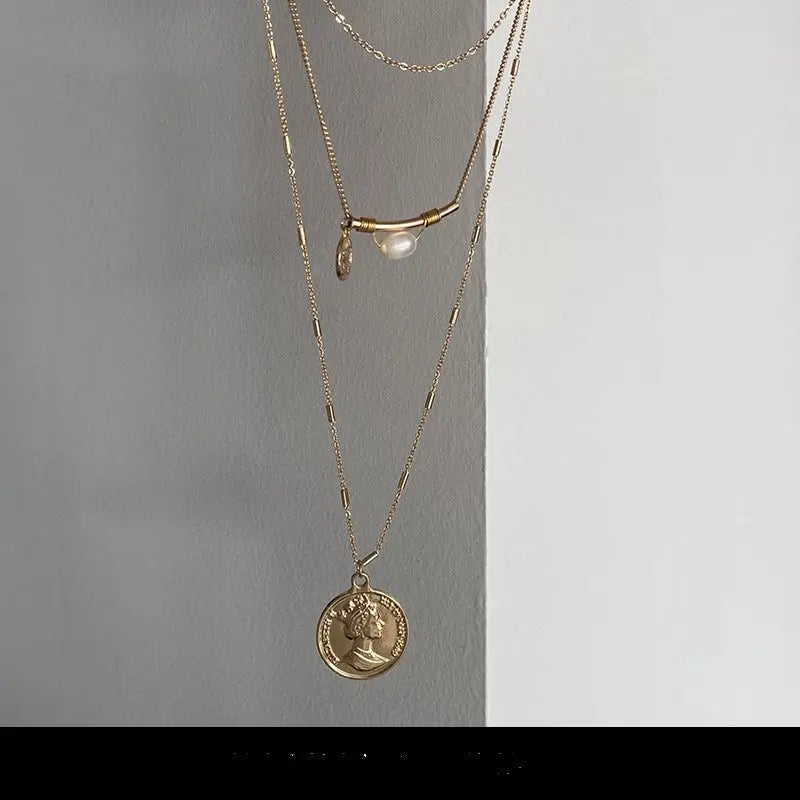 Baroque shaped pearl stacking necklace women Conceitastral