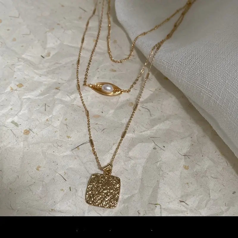 Baroque shaped pearl stacking necklace women Conceitastral