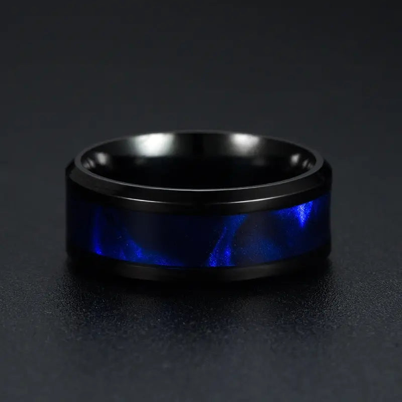 Blue Shell Titanium Steel Ring Fashion Personality Men And Women Ring Conceitastral