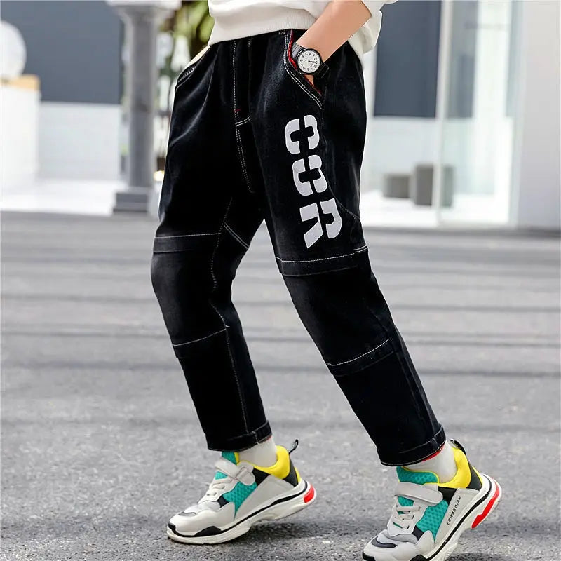 Boys Jeans Autumn And Winter New One-piece Velvet Conceitastral