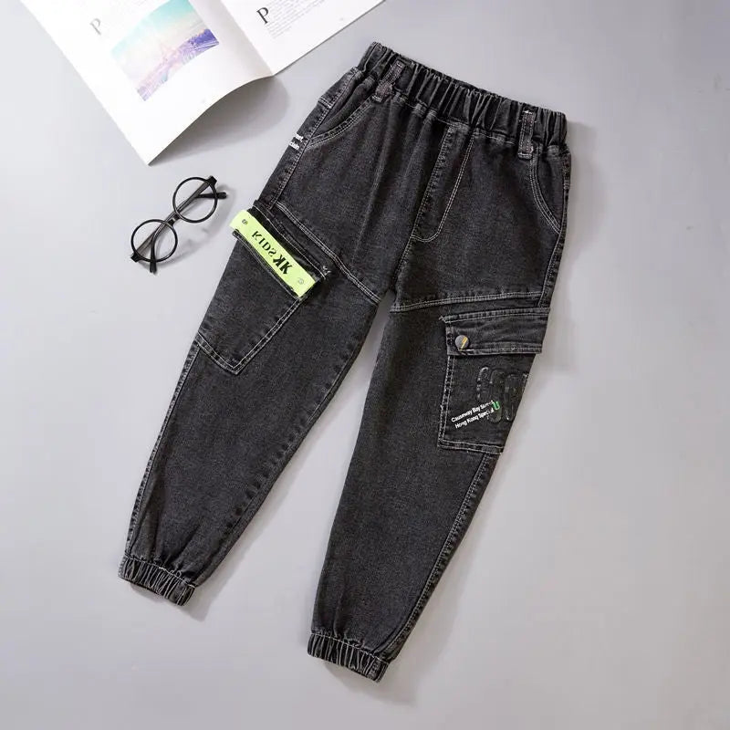 Boys Jeans Autumn And Winter New One-piece Velvet Conceitastral