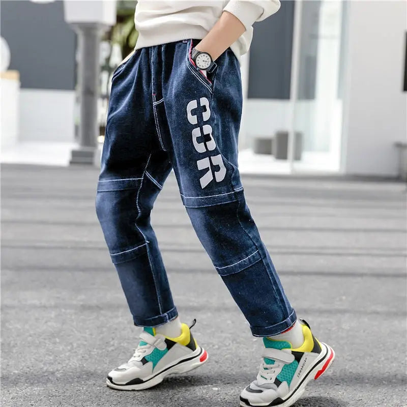 Boys Jeans Autumn And Winter New One-piece Velvet Conceitastral