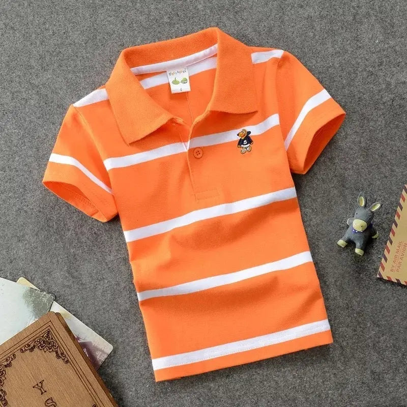 CUHK das Crianças T-shirt De Algodão Listrado Camisa Pólo Lapela Conceitastral