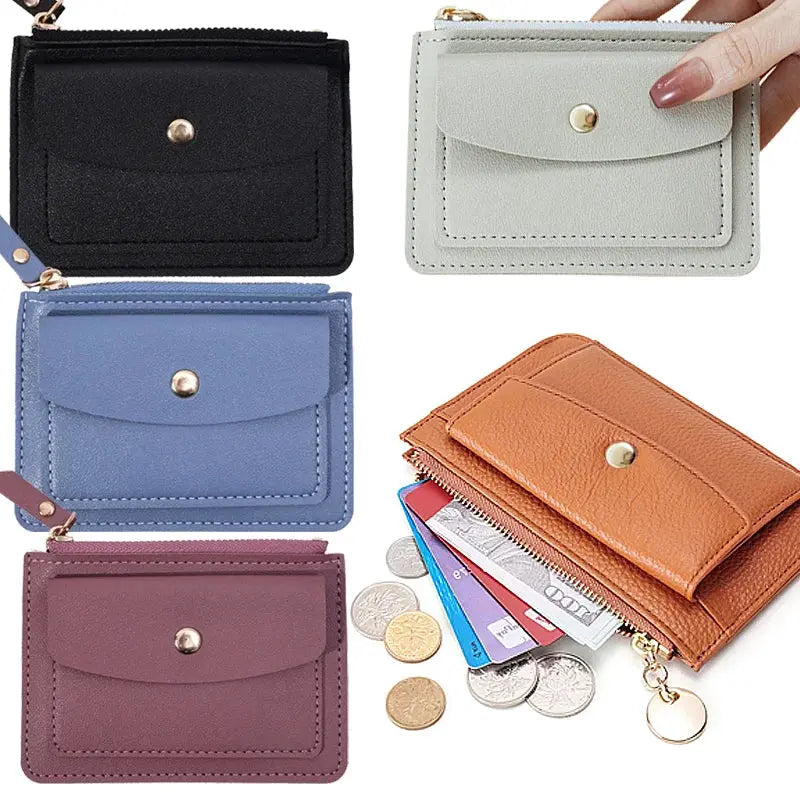 Carteira Feminina de Couro PU – Mini Zipper Compacta Conceitastral