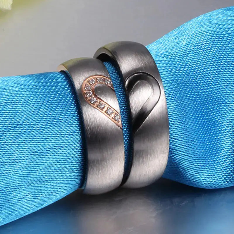 Conjunto de Alianças de Aço Inoxidável - Amor Eterno Conceitastral