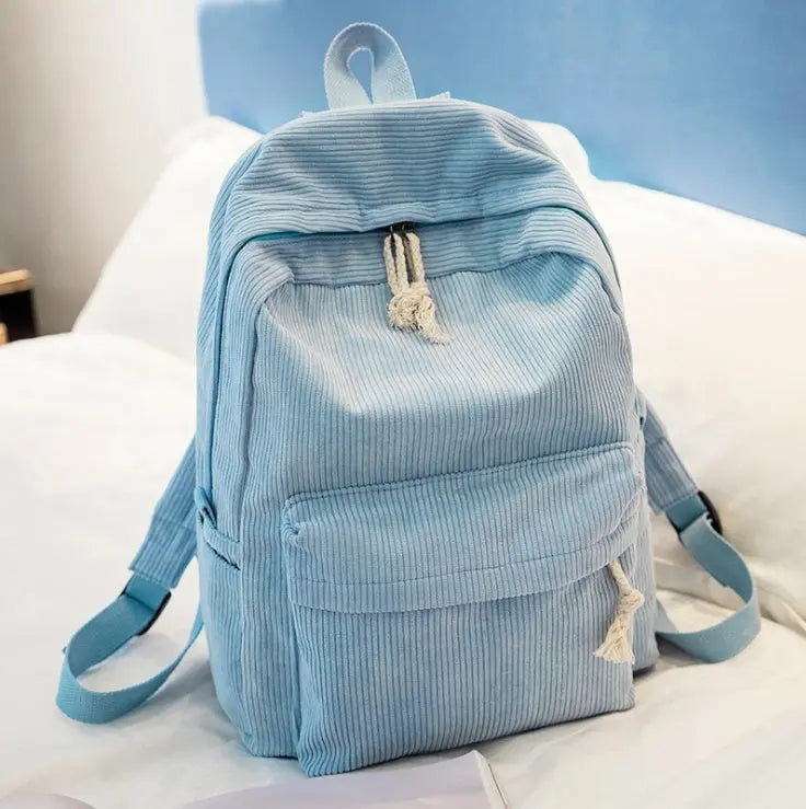Corduroy Backpack Students Shoulder School Bags Conceitastral