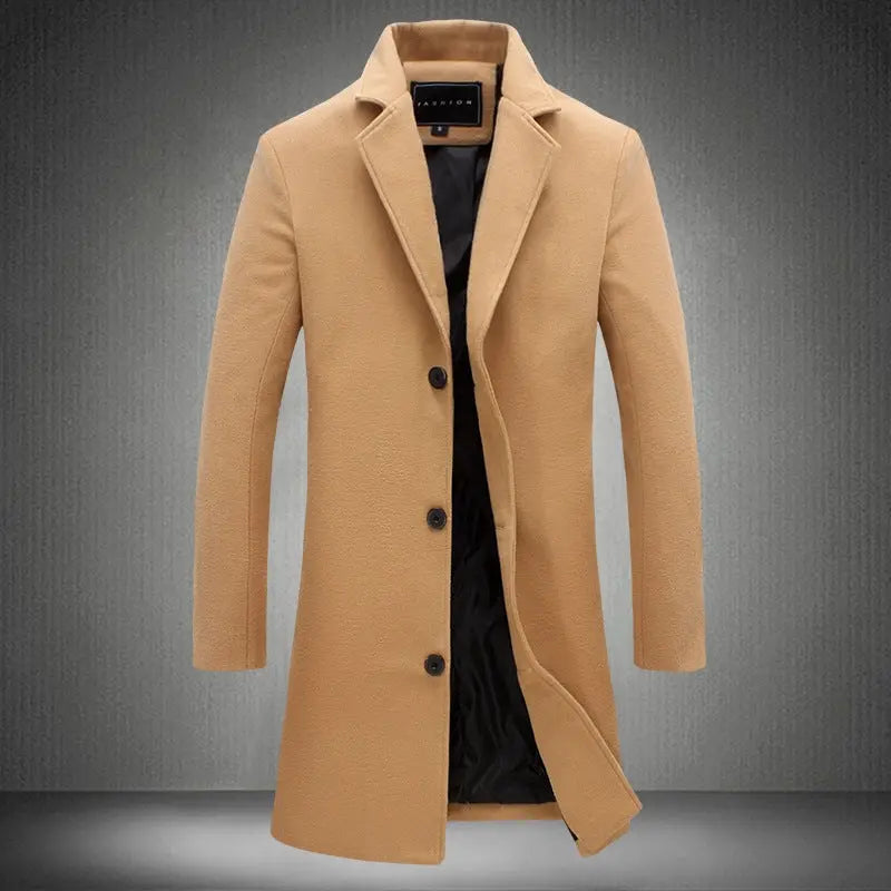 2020 outono e Inverno Nova Mens Cor Sólida Business Casual Casaco de Lã/Dos Homens High-end Da Marca Longo Fino casaco Masculino Casaco de lã Conceitastral