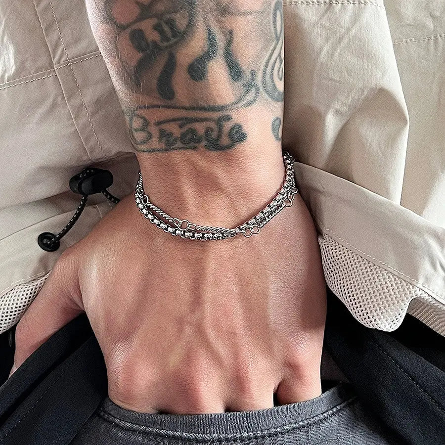 Double Layer Titanium Steel Bracelet For Men Conceitastral