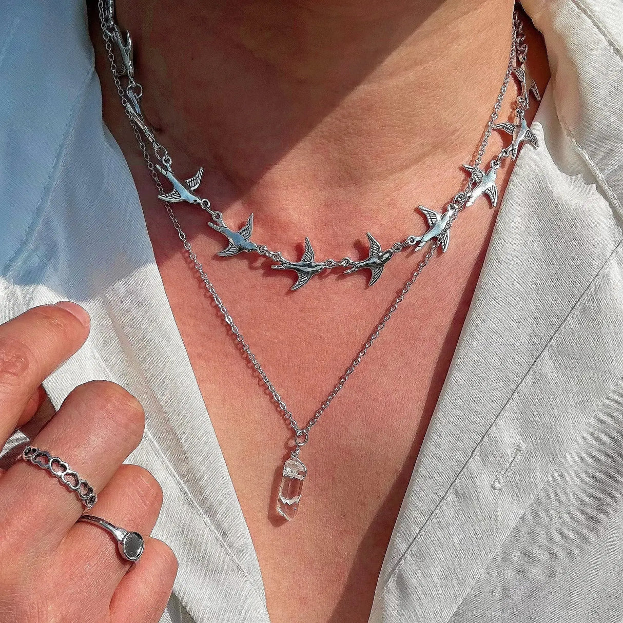 Double Layer Twin Clavicle Chain All-match Men Conceitastral