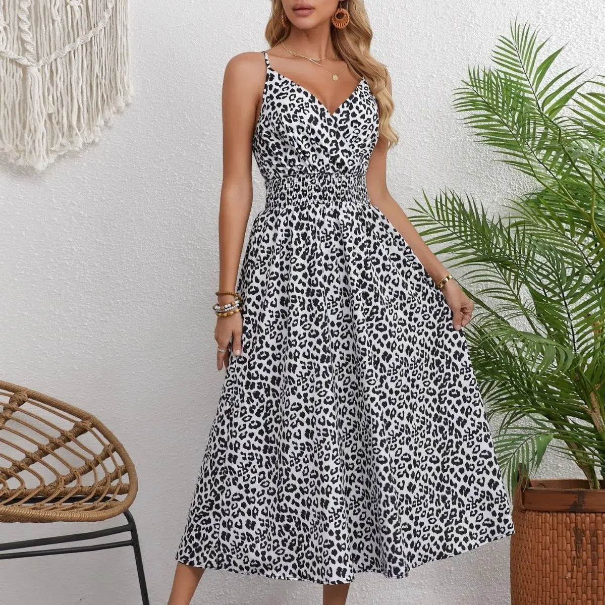 European And American Leopard Print Large Swing Dress Conceitastral