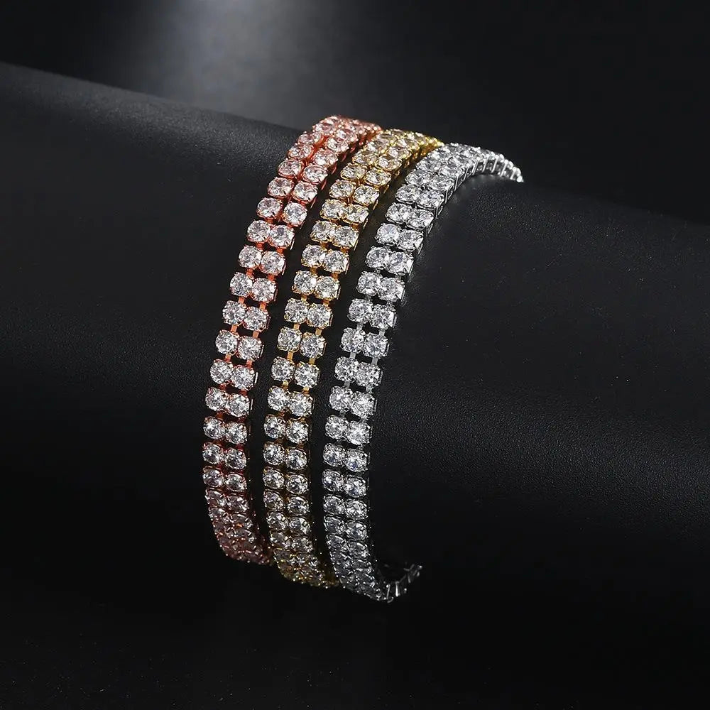 Fashion Double Row Zircon Bracelet For Women Rhinestone Bracelet Conceitastral
