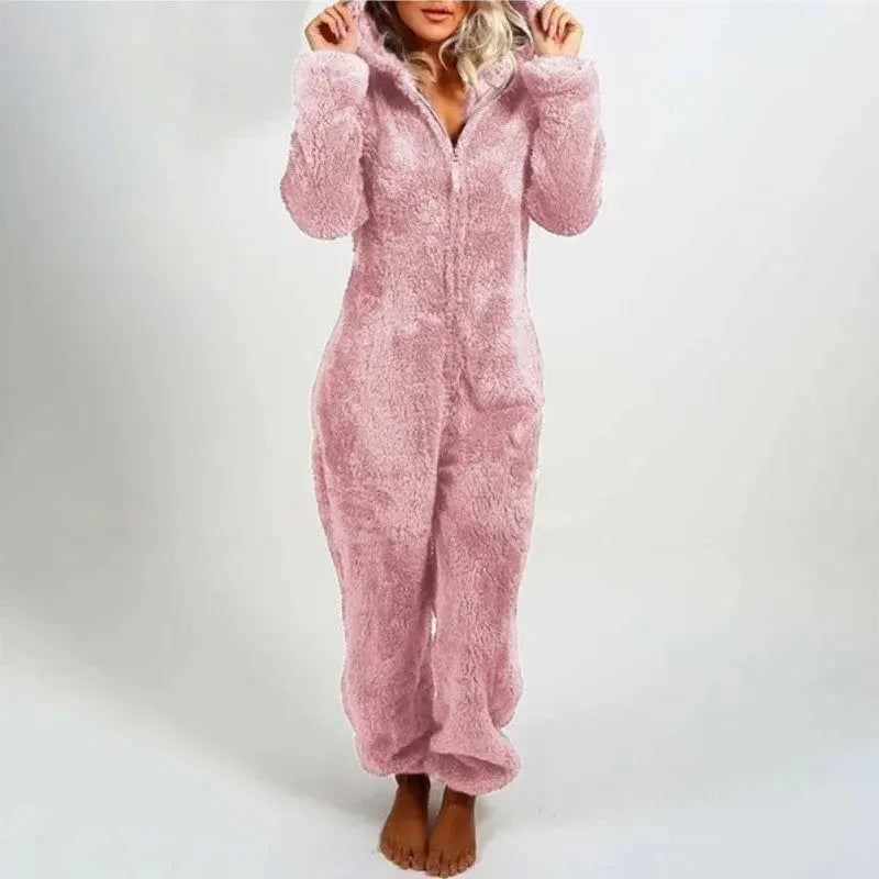 Fashion Onesies Fleece Sleepwear Overall Plus Size Hood Sets Pajamas for Women Adult for Winter Warm Pyjamas Women S-5XL Conceitastral