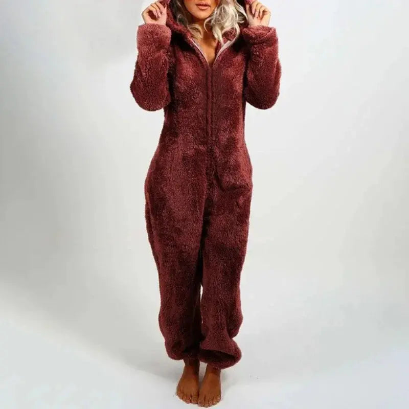 Fashion Onesies Fleece Sleepwear Overall Plus Size Hood Sets Pajamas for Women Adult for Winter Warm Pyjamas Women S-5XL Conceitastral