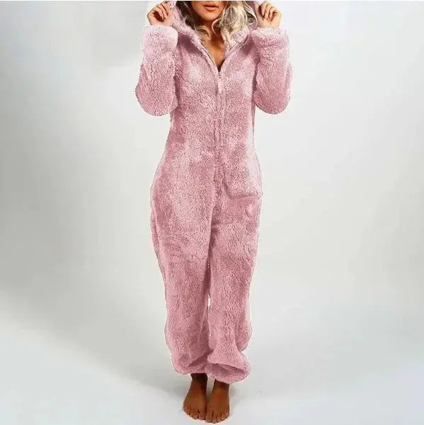 Fashion Onesies Fleece Sleepwear Overall Plus Size Hood Sets Pajamas for Women Adult for Winter Warm Pyjamas Women S-5XL Conceitastral