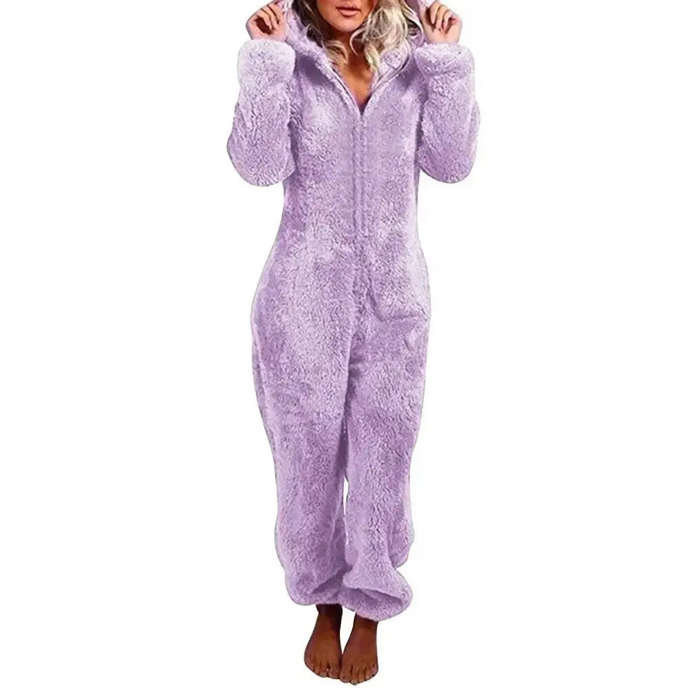 Fashion Onesies Fleece Sleepwear Overall Plus Size Hood Sets Pajamas for Women Adult for Winter Warm Pyjamas Women S-5XL Conceitastral
