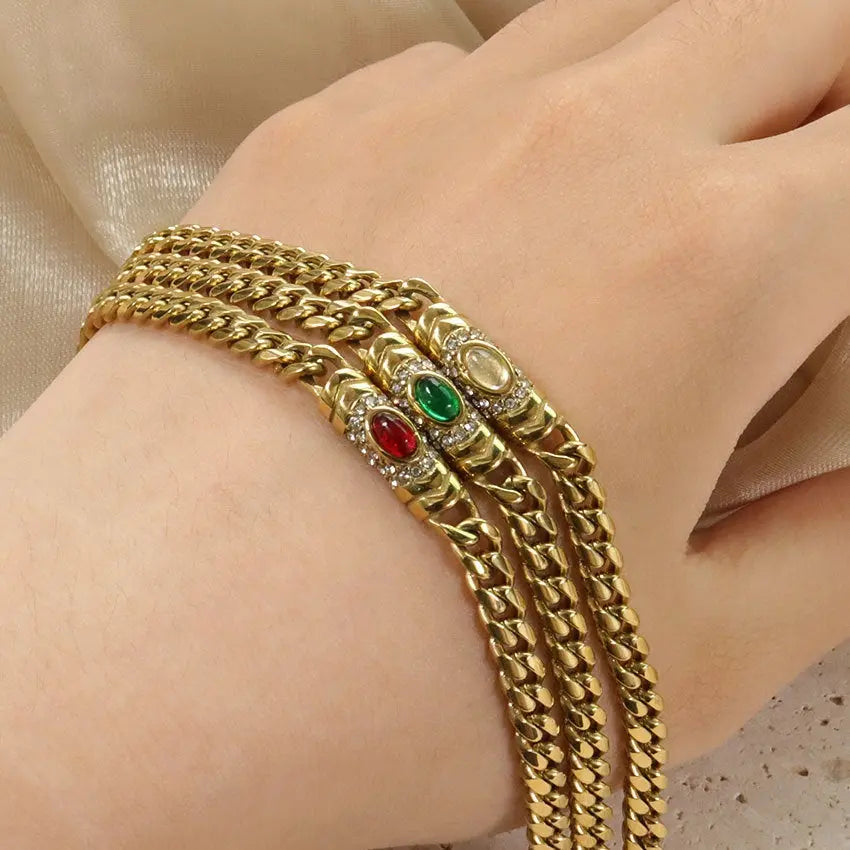 Fashion jewelry Cross-border Niche Retro Cuban Collarbone Necklace Bracelet Conceitastral