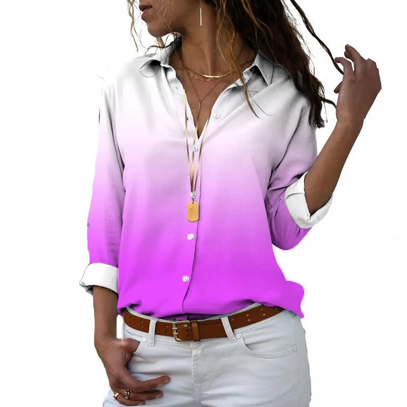Flower 3D Digital Printing Long Sleeve Lapel Shirt Conceitastral