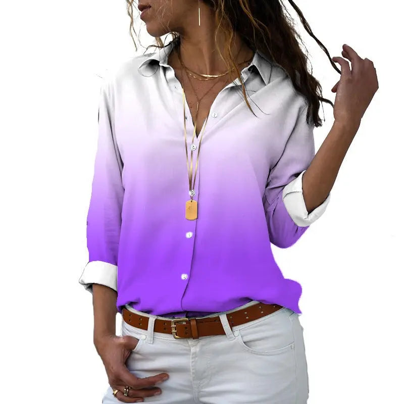 Flower 3D Digital Printing Long Sleeve Lapel Shirt Conceitastral