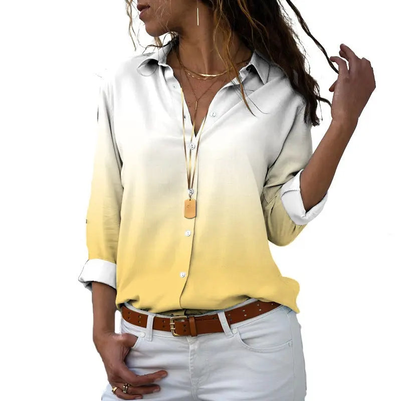 Flower 3D Digital Printing Long Sleeve Lapel Shirt Conceitastral