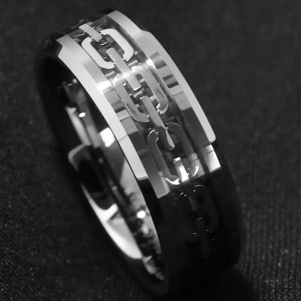 Geometric Cutout Chain Ring For Men Conceitastral