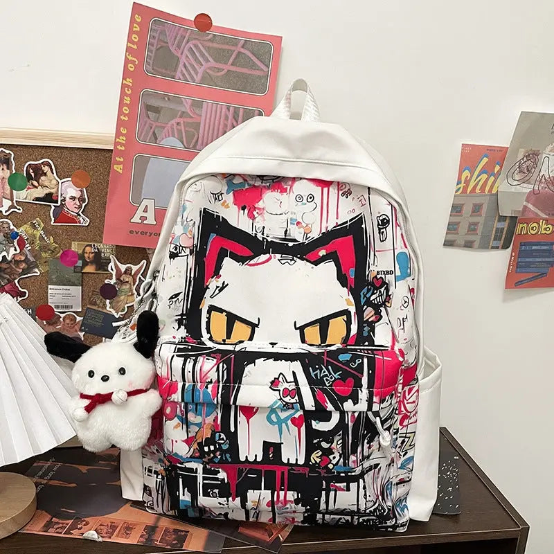 Girls' Harajuku Style Personalized Graffiti Simple All-match Backpack Conceitastral