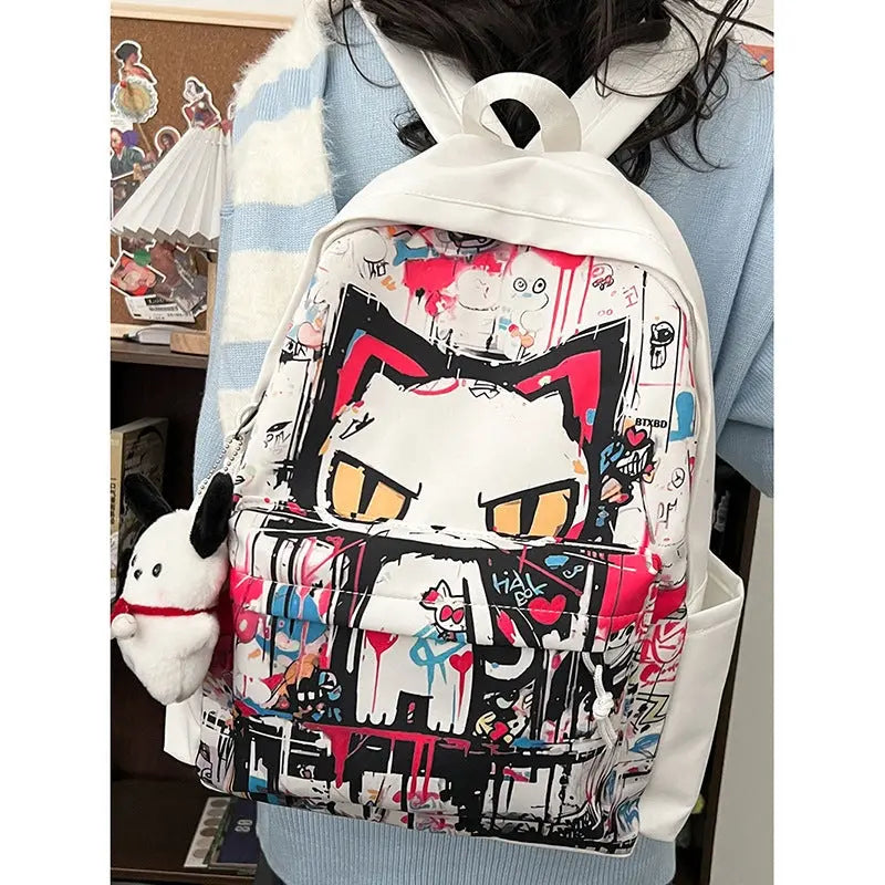 Girls' Harajuku Style Personalized Graffiti Simple All-match Backpack Conceitastral