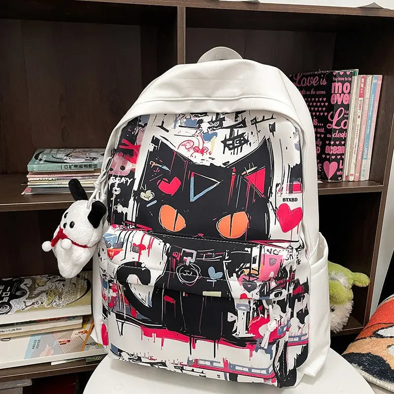 Girls' Harajuku Style Personalized Graffiti Simple All-match Backpack Conceitastral