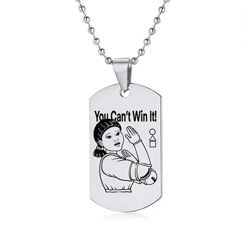 Gravado Lula Jogo Quadrado Redondo Logotipo Triângulo Colar Moda Colares Dog Tag Pingente de Aço Inoxidável Para Mulheres Dos Homens Conceitastral