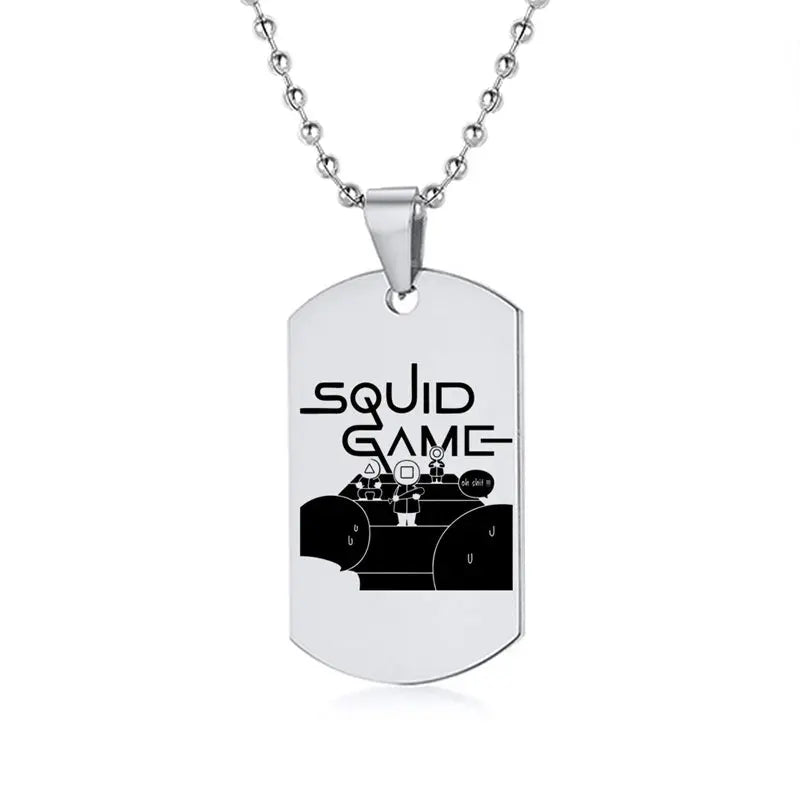 Gravado Lula Jogo Quadrado Redondo Logotipo Triângulo Colar Moda Colares Dog Tag Pingente de Aço Inoxidável Para Mulheres Dos Homens Conceitastral