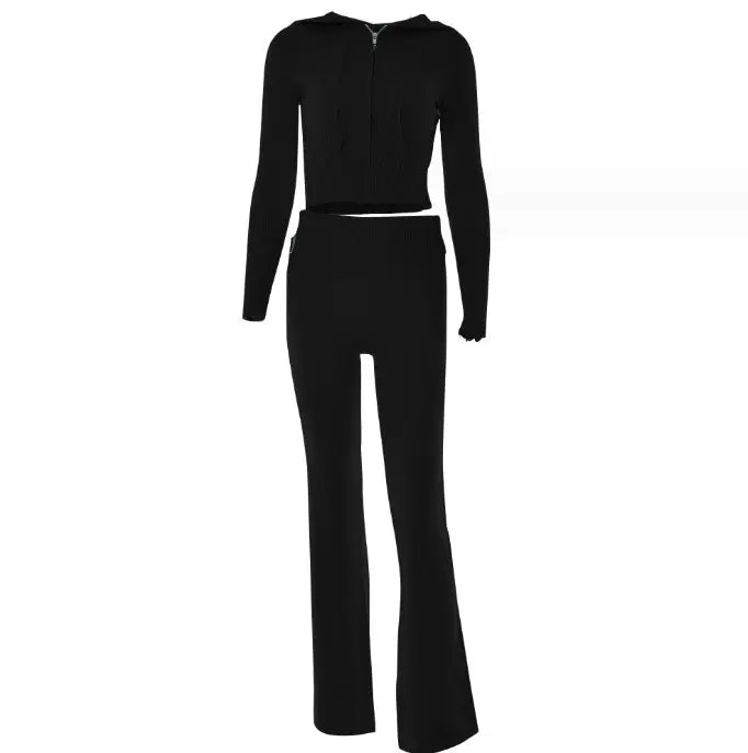Hoodie Suit Women Leisure Sexy Zip Long Sleeve Sweater And High Waist Long Pants Set Conceitastral