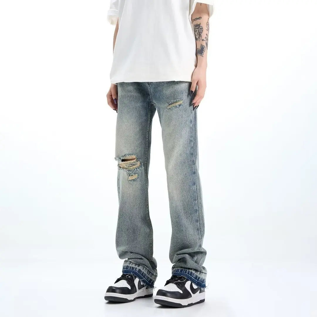 Loose Straight Ripped Jeans For Men Conceitastral