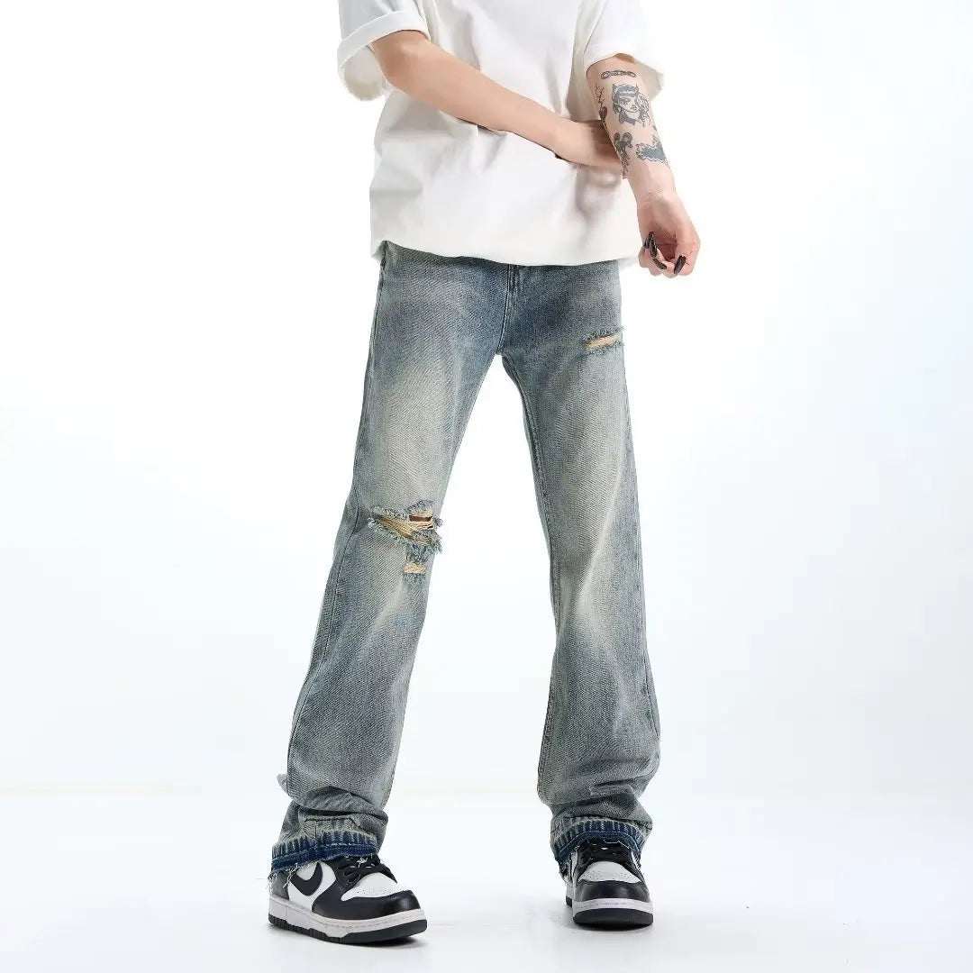 Loose Straight Ripped Jeans For Men Conceitastral