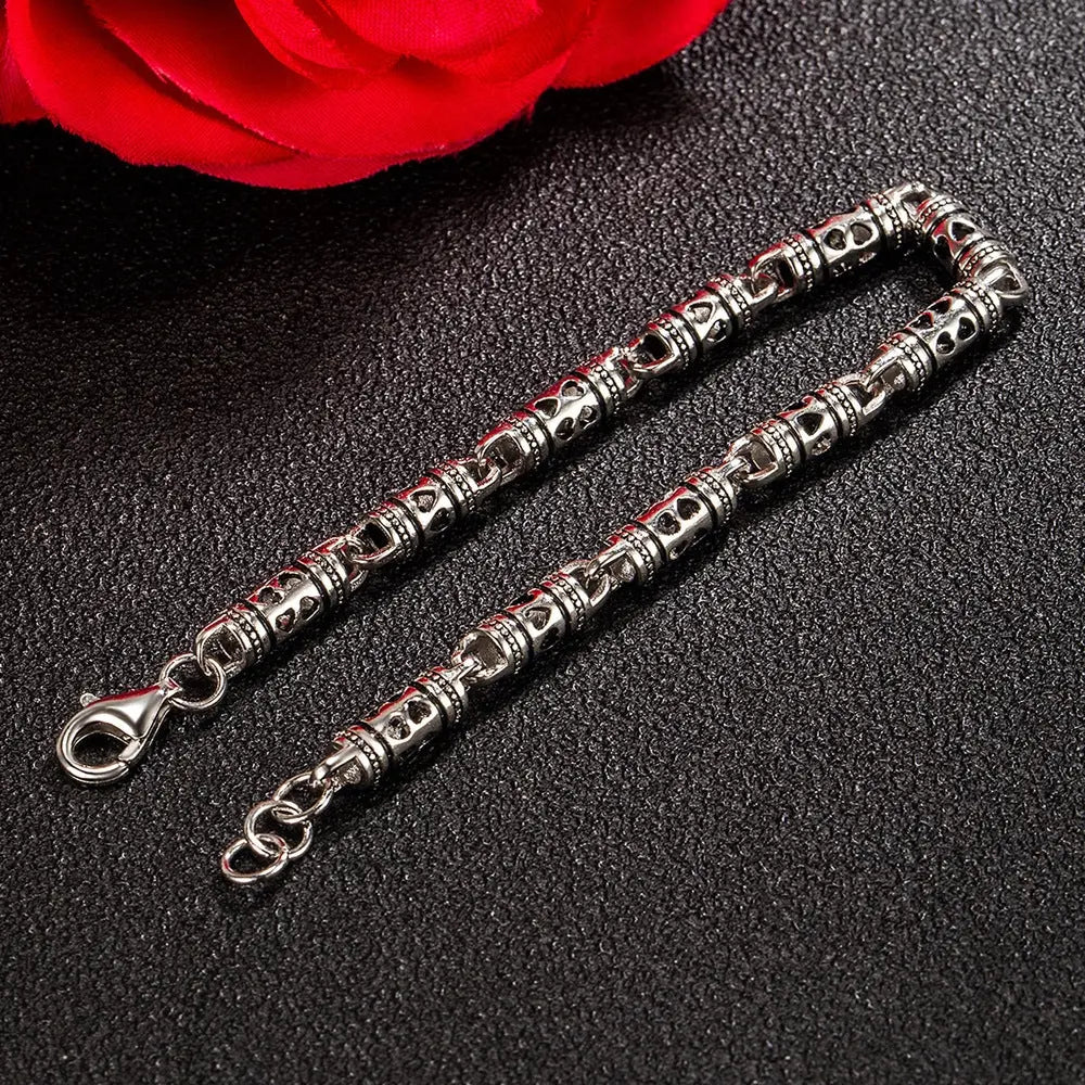 Men Antique Hollow Thai Silver Bracelet Conceitastral
