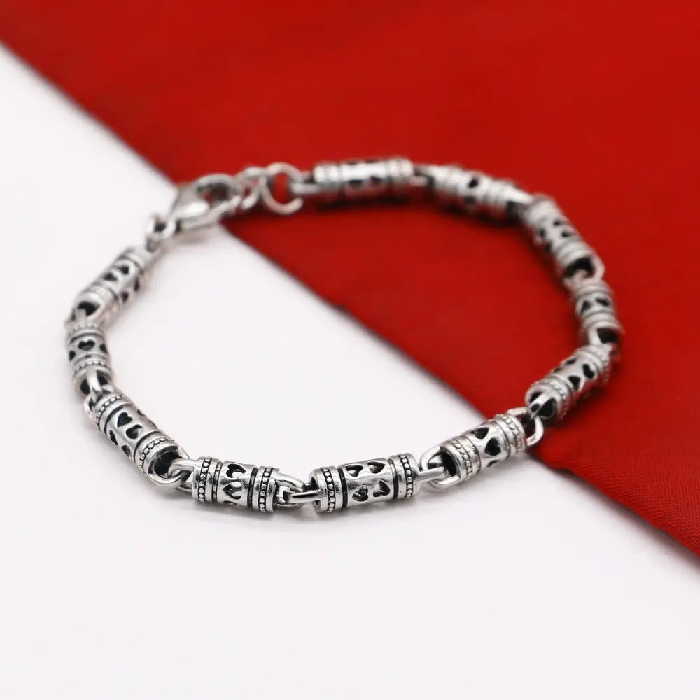 Men Antique Hollow Thai Silver Bracelet Conceitastral