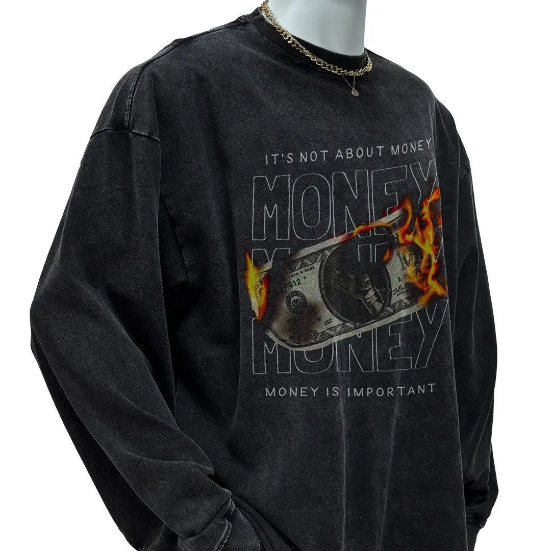 Men's American-style Retro Washed Distressed T-shirt Conceitastral