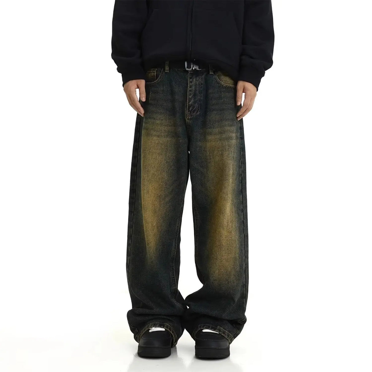 Men's Autumn American Fashion Brand Loose Yellow Mud Dyed Washed Vintage Jeans Conceitastral