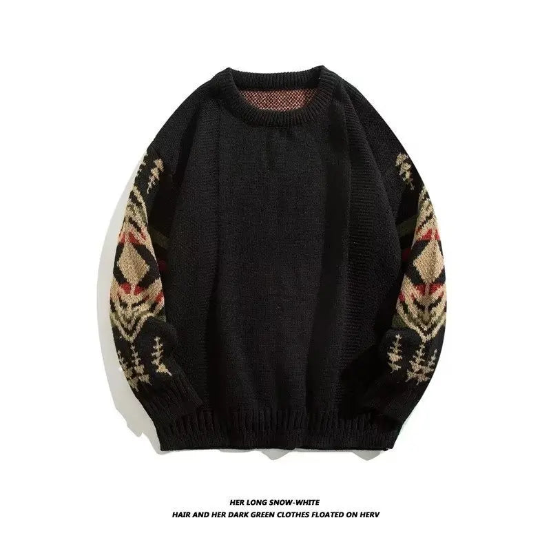 Men's Round Neck Sweater Lazy Personality Teenagers Cotton Knitwear Conceitastral