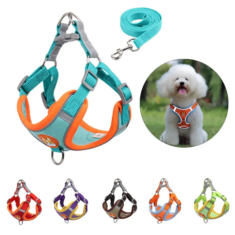 New Dog Leash And Harness Set Pet Dog Harness And Leash Set Adjustable Puppy Cat Harness Vest Reflective Walking No Pull Lead Leash For Small Dogs Chihuahua Conceitastral