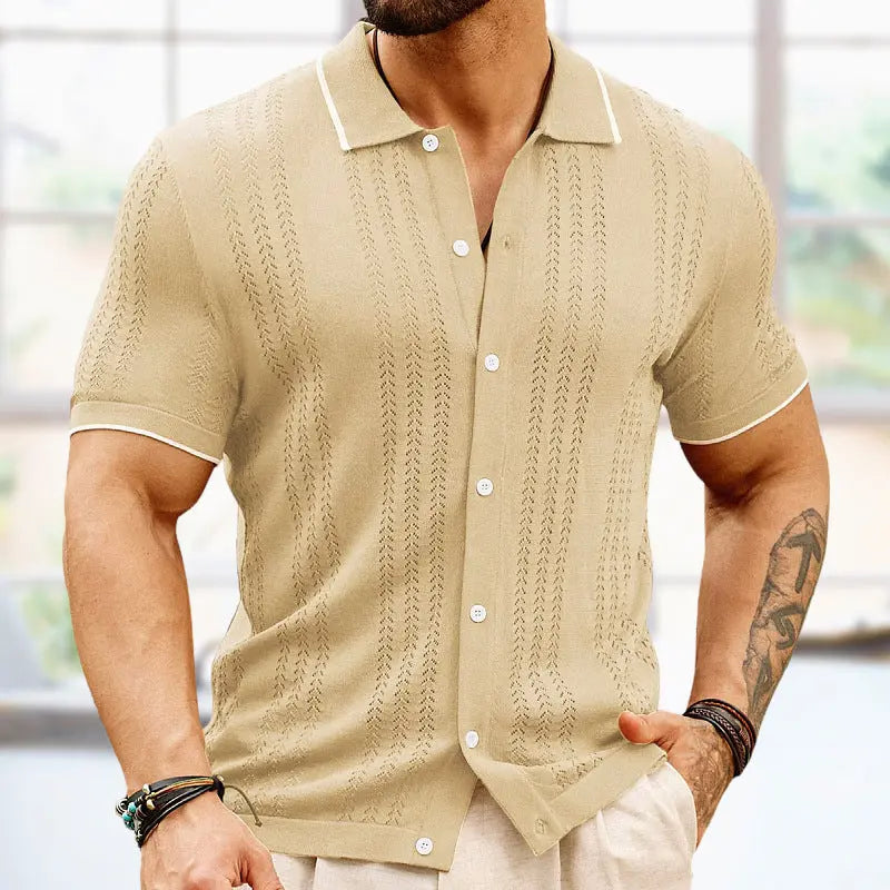Short-sleeved Polo Shirt Summer Button Lapel Top Fashion Business Men's Clothing Oásis Mercado