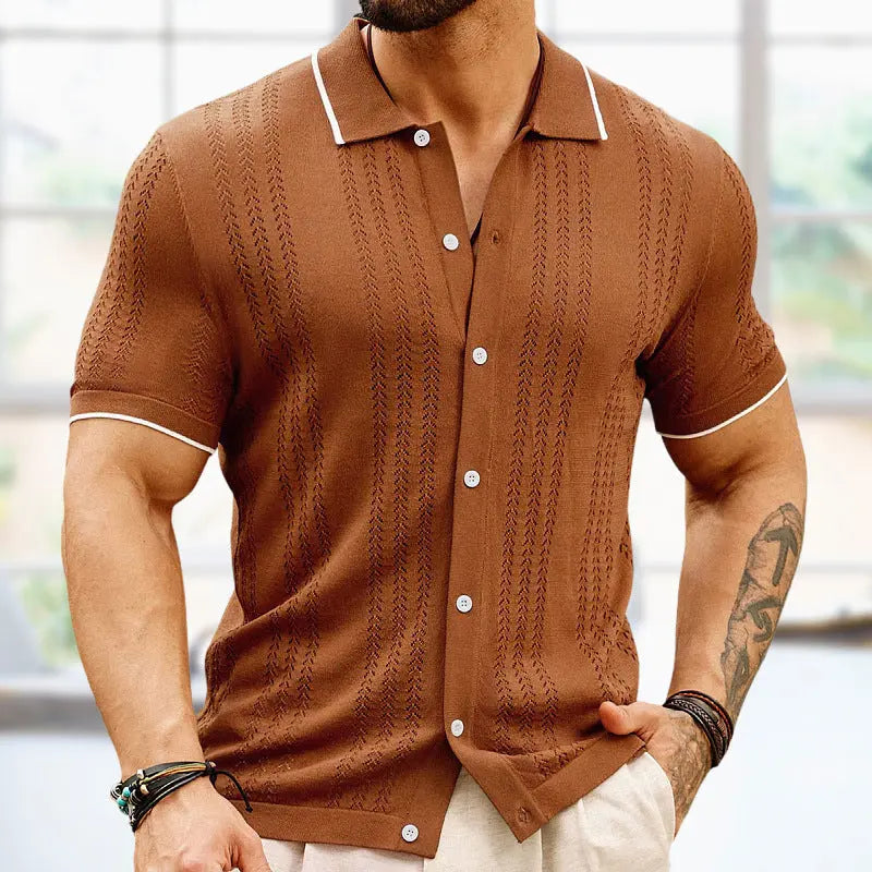 Short-sleeved Polo Shirt Summer Button Lapel Top Fashion Business Men's Clothing Oásis Mercado