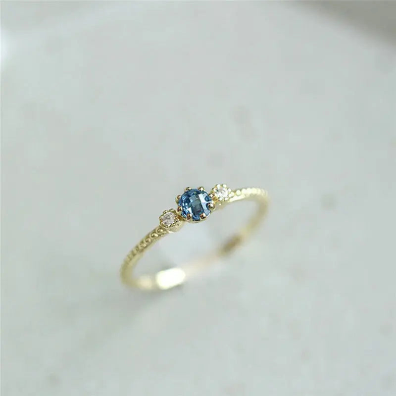 ROMAD Ocean Blue Rhinestone Rings Women Size 105 Gold Silver Finger Rings for Wedding Engagement Simple Bohemian Rings Conceitastral