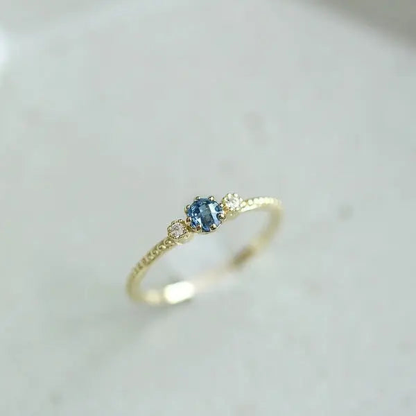 ROMAD Ocean Blue Rhinestone Rings Women Size 105 Gold Silver Finger Rings for Wedding Engagement Simple Bohemian Rings Conceitastral