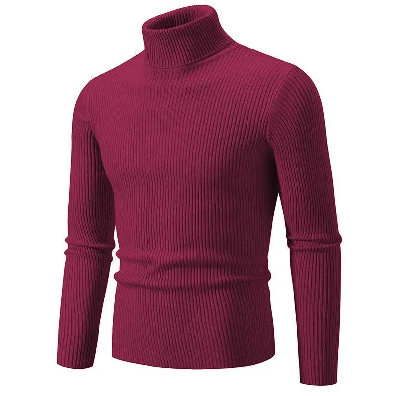 Retro Simple Solid Color Turtleneck Base Inner Wear Outer Wear Casual Men's Thin Slim Knit Sweater Conceitastral