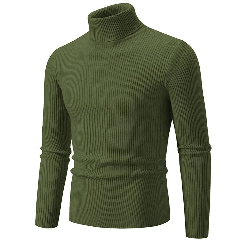 Retro Simple Solid Color Turtleneck Base Inner Wear Outer Wear Casual Men's Thin Slim Knit Sweater Conceitastral